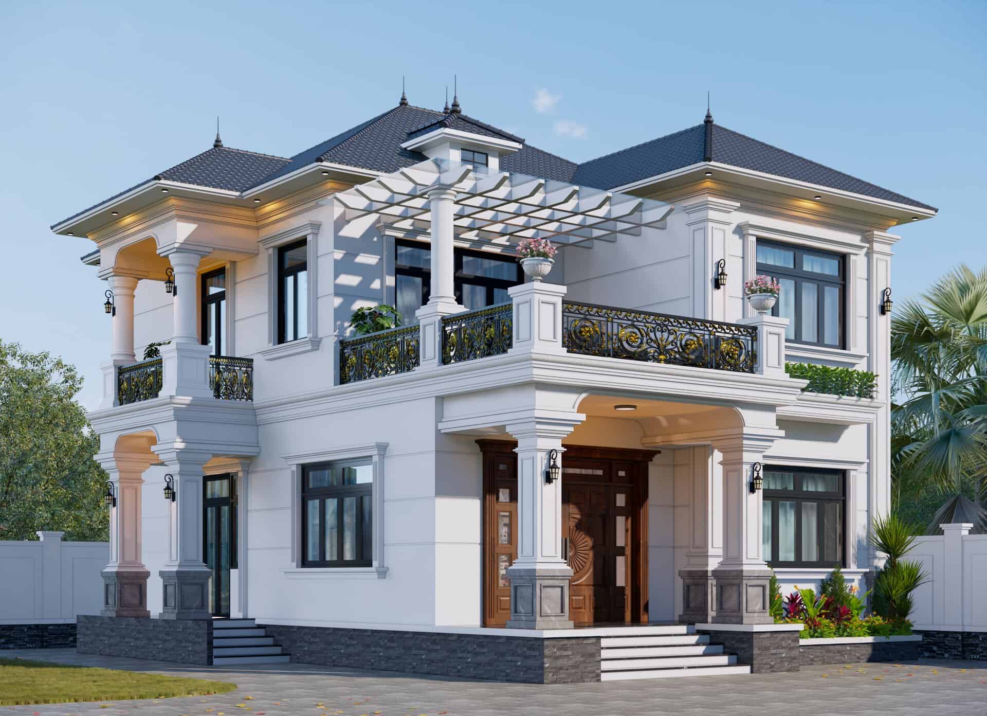 Mẫu nhà mái Nhật 2 tầng sang trọng thi công trọn gói tại miền Nam – GeoHome