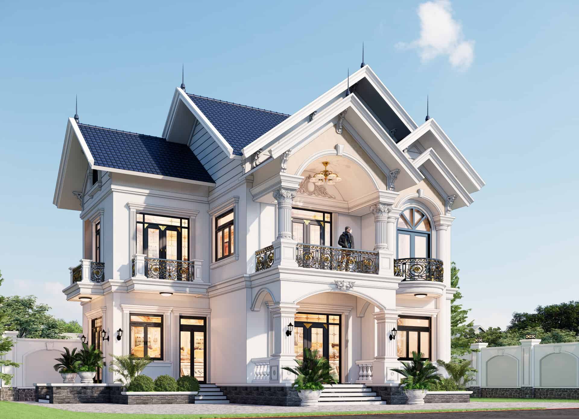 Mẫu nhà mái Thái 2 tầng cổng sắt nghệ thuật tại Đồng Nai – GeoHome