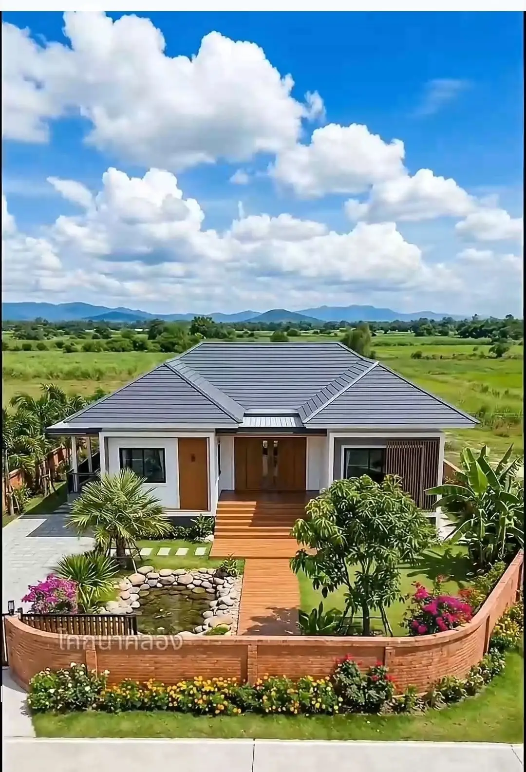 Hoàn thiện mặt tiền công trình nhà mái Nhật GeoHome tại Long An